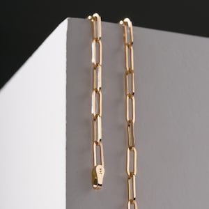 Halsband med gem i 14 karat massivt guld - 3 mm rektangulär länk