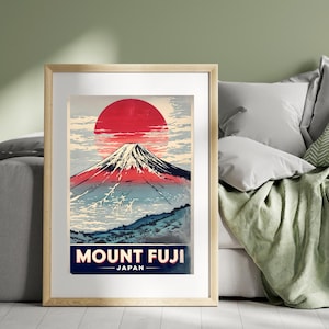 Vintage Mount Fuji Japan Poster, Mount Fuji Travel Print, Mount Fuji Japan Print, Mount Fuji Wall Art, Japanese Art