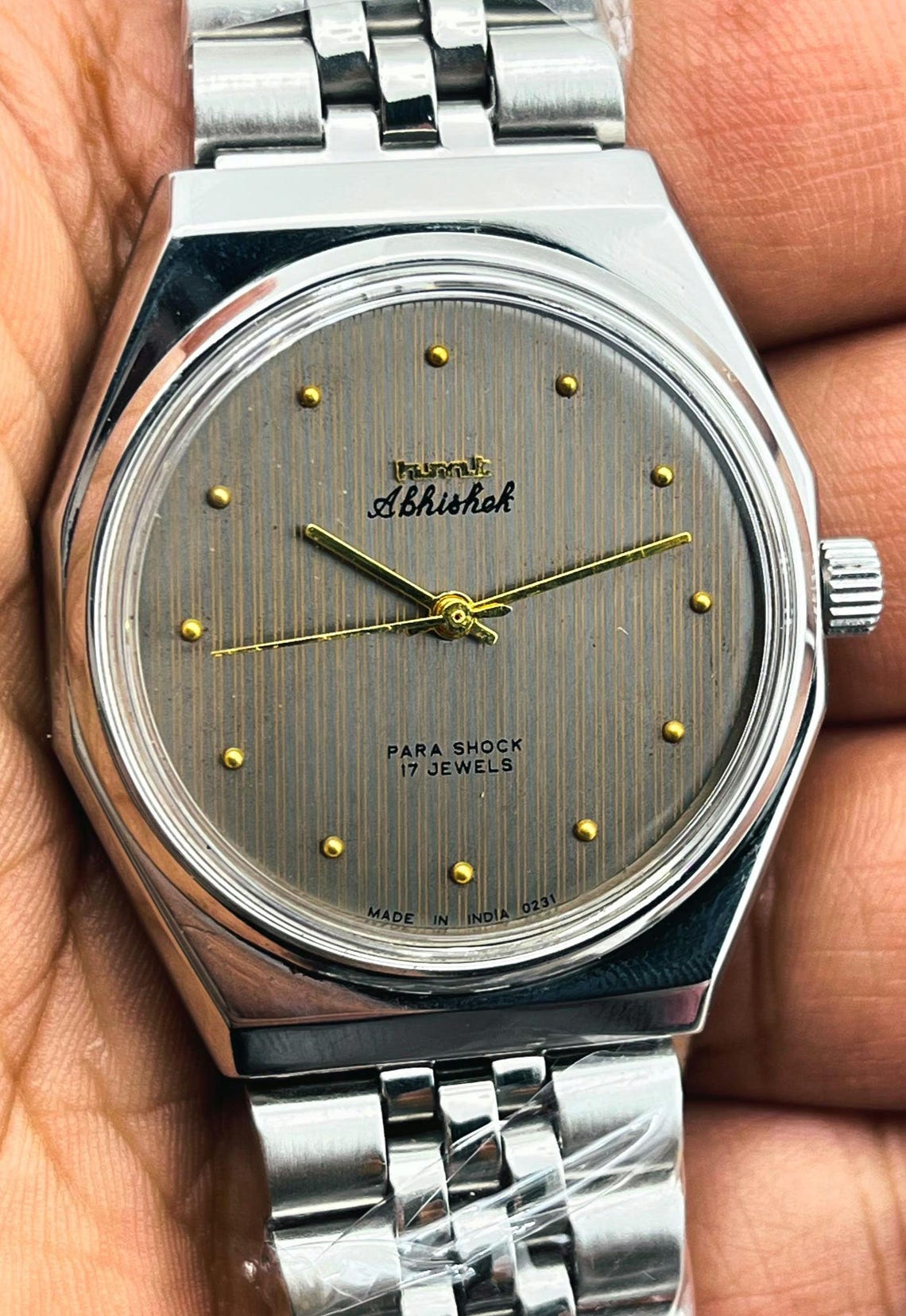HMT Abhishek Mechanical Manual winding Watch | Grey Dial, 17 Jewels, Made in India, foto 4 de 5
