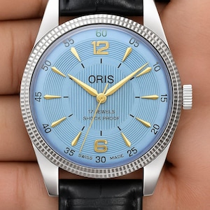 Vintage ORIS Mechanical Manual-Winding Sky Blue Dial 17Jewels ST-96 Wrist Watch for him/Gift for him Swiss made:~