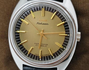 Reloj vintage HMT Kohinoor de cuerda manual / 17 joyas fabricado en India.