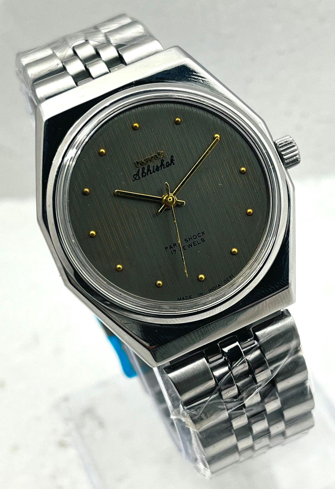 HMT Abhishek Mechanical Manual winding Watch | Grey Dial, 17 Jewels, Made in India, foto 3 de 5