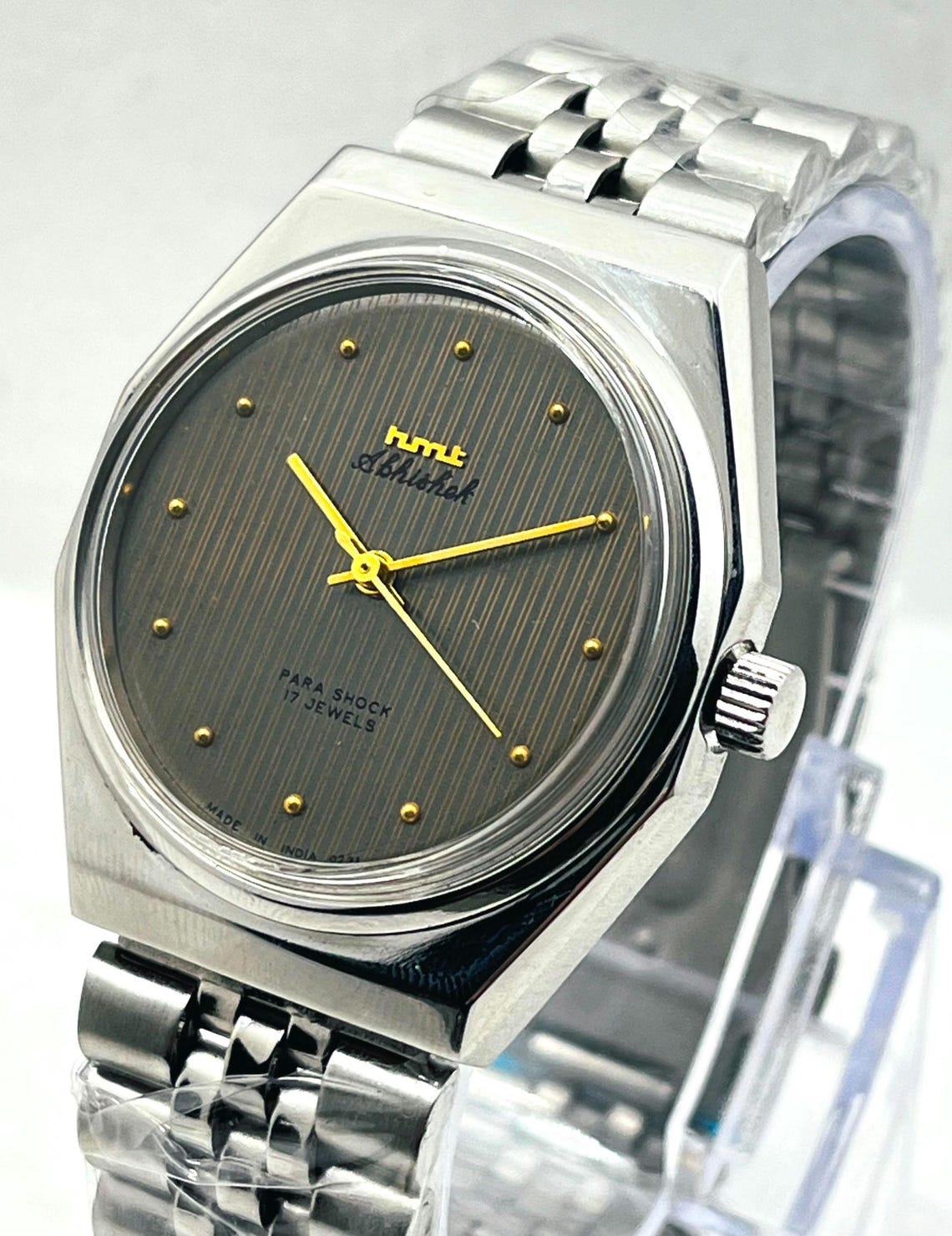 HMT Abhishek Mechanical Manual winding Watch | Grey Dial, 17 Jewels, Made in India, foto 1 de 5