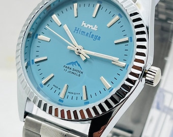 HMT Himalaya Mechanical Watch | Sky Blue Dial, 17 Jewels, Made in India