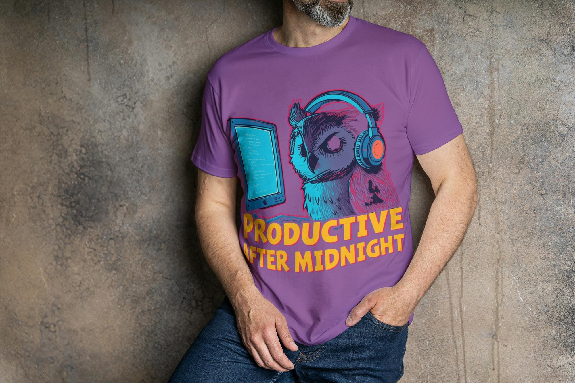 Funny Owl Poster | Productive After Midnight | Night Owl Work Humor Wall Art