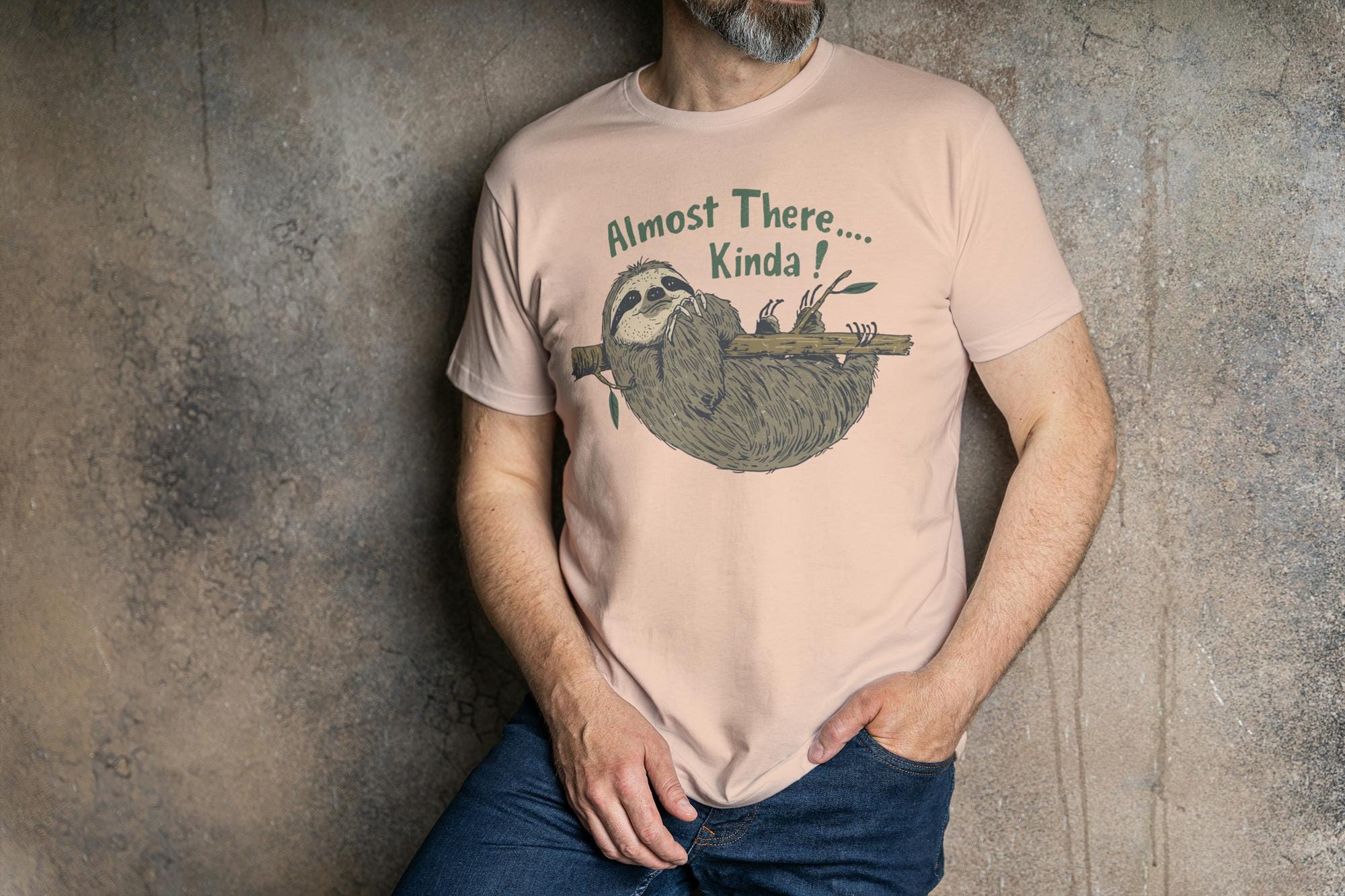 Sloth PNG – “almost There… Kinda” Funny Vintage Graphic – Cute Lazy ...
