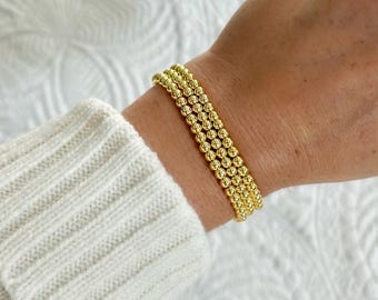 18K Gold Plated Beaded Bracelet: Stackable Stretch Jewelry