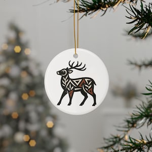 Hirsch Ornament: Südwesten Native New Mexico Pueblo inspirierte keramische Weihnachtsdekoration