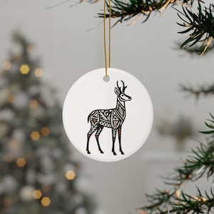 Pronghorn Ornament: Southwest Native New Mexico Pueblo Inspired Ceramic Christmas Decoration
