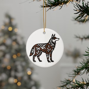Wolf Ornament: Südwesten Native New Mexico Pueblo inspirierte keramische Weihnachtsdekoration