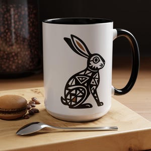 Pueblo Rabbit Mug: Southwest Native Art Coffee Cup, 15oz