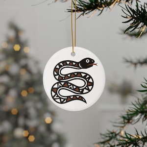 Snake Ornament: Southwest Native New Mexico Pueblo Inspired Ceramic Christmas Decoration