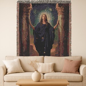 Isis zwischen den Säulen gewebte Jacquard Wandteppich Decke | Mystische Wandkunst