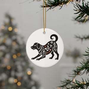 Hund Ornament: Südwesten Native New Mexico Pueblo inspirierte Keramik Weihnachtsdekoration