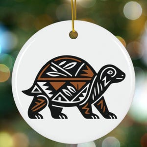 Sacred Turtle Ornament: Southwest Native New Mexico Pueblo Inspired Ceramic Christmas Decoration