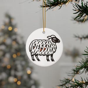 Navajo Churro Sheep Ornament: Southwest Native New Mexico Pueblo Inspired Ceramic Christmas Decoration
