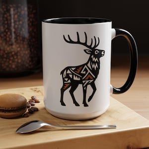 Elk Coffee Mug: Pueblo Inspired Southwest Art, 15oz