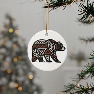 Bär Ornament: Südwesten Native New Mexico Pueblo inspirierte keramische Weihnachtsdekoration