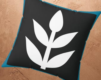 Pueblo Corn Plant Throw Pillow in Teal | Desert Southwest Accent Cushion