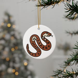 Pottery Rattlesnake Ornament: Southwest Native New Mexico Pueblo Inspired Ceramic Christmas Decoration