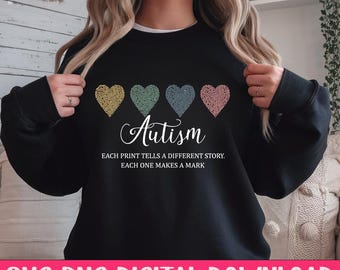 Autismus Fingerabdruck Herz PNG, Neurovielfalt Awareness Shirt Design (digitaler Download)
