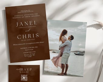 Elegant Brown Wedding Invitation