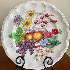 Copeland Spode Reynolds Vintage Ceramic Dinner Plate 10.5&quot; Fruits Flowers Pattern England/ S 2188