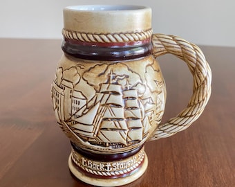 Vintage Avon 1982 Sailing Ships Mini Stein Mug – Handcrafted Ceramic Collectible 15 Oz