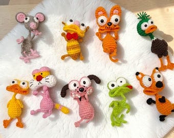 Llavero de animales divertidos, peluche amigurumi, llavero de juguete de peluche, lindo adorno kawaii para bolso, regalo de animales, llavero de ratón, pato, perro, rana, ardilla
