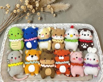 Lindo llavero de animal de crochet, abalorio para bolso amigurumi, pequeño peluche, llavero de crochet hecho a mano, regalo bonito, regalo para el Día de la Madre