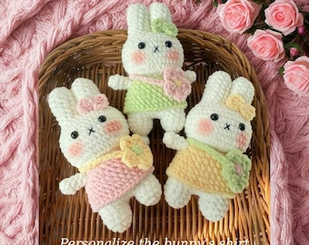 Llavero de ganchillo de conejita Miffy, amigurumi hecho a mano, llavero de ganchillo, llavero de conejita Miffy, regalo de aniversario