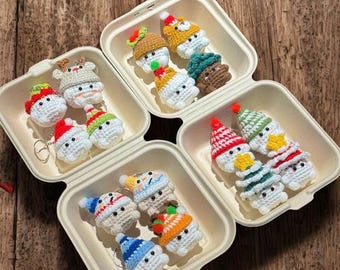 Llavero navideño de seta hecho a mano a crochet, ¡Compra 2 y llévate 1 gratis! Llavero de seta con gorro de Papá Noel, seta hecha a mano, llavero navideño a crochet