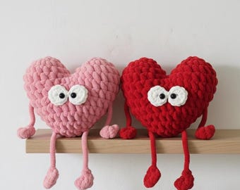 Corazón de ganchillo amigurumi de San Valentín: llavero de corazón de ganchillo, bonito llavero de peluche, regalo de ganchillo hecho a mano para San Valentín, cumpleaños o aniversario.