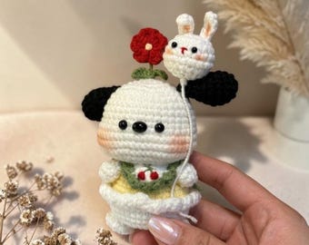 Llavero de cachorro de ganchillo, etiqueta para llavero de animal, lindo colgante de amigurumi de perro para bolso, llavero de peluche de cachorro, accesorio para mochila, regalo para amantes de los perros