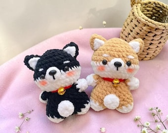 Handgemaakte gehaakte sleutelhanger shiba-hondenpaar – schattig huisdieraccessoire, perfect cadeau voor hondenliefhebbers, amigurumi-hondensleutelhanger, gehaakte tashanger voor honden