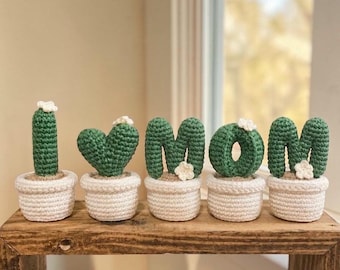 Maceta de crochet personalizada con nombre/Planta de crochet con letras personalizadas/Mini decoración de escritorio hecha a mano/Regalo único para papá y mamá/Regalo familiar