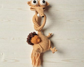 Llavero de peluche de ardilla perezosa de cuello largo, dije de animal de ganchillo para bolso, lindo juguete de peluche, dije de animal kawaii, regalo personalizado