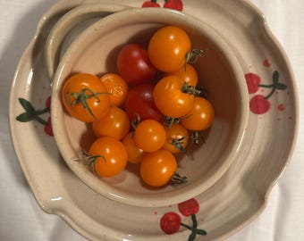 Handmade Ceramic Cherry Bowl, Kitchen Decor, Traverse City Michigan