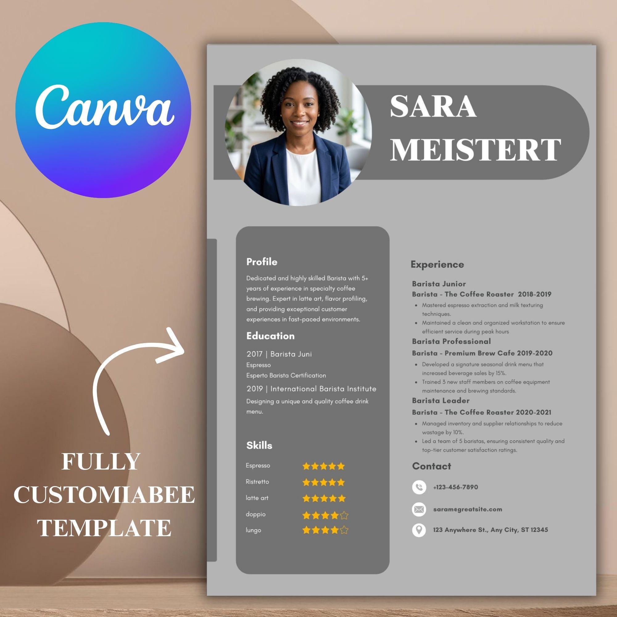ATS Friendly Resume Template | Modern CV Template | Editable Canva ...