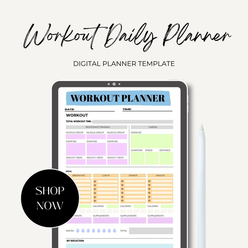 Workout Planner Printable | Daily Fitness Planner | Gym Workout Log ...