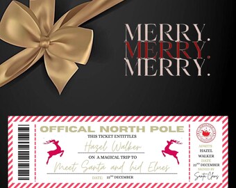 Editable Santa Grotto Ticket | Meet Santa Father Christmas | Christmas North Pole Experience | Lapland Printable Ticket