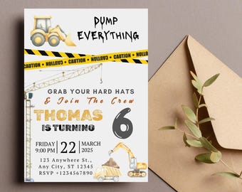 Construction Truck Birthday Invitation: Modern Mobile Invite (Digital Download)
