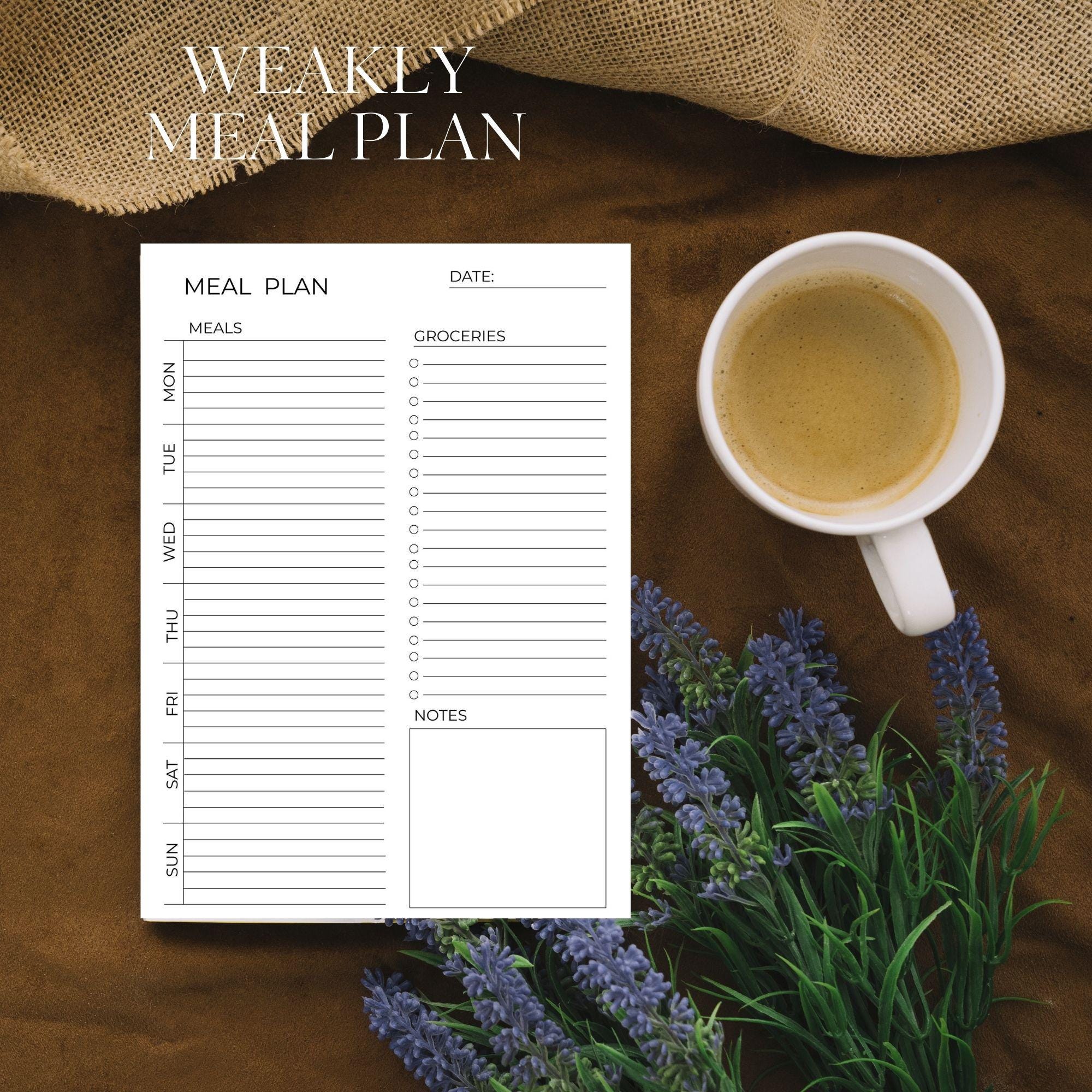 Weekly Meal Planner Printable Template: Grocery List, 7-day Menu - Etsy