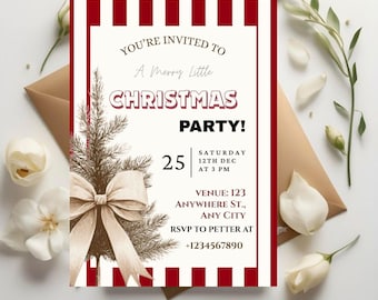 Plantilla de invitación navideña editable / Invitación imprimible / Descarga instantánea / Tarjeta de invitación navideña