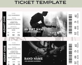 Entradas de concierto editables en Canva, entradas de concierto personalizadas imprimibles, plantillas de entradas DIY, regalo sorpresa, idea de regalo de cumpleaños, descarga digital