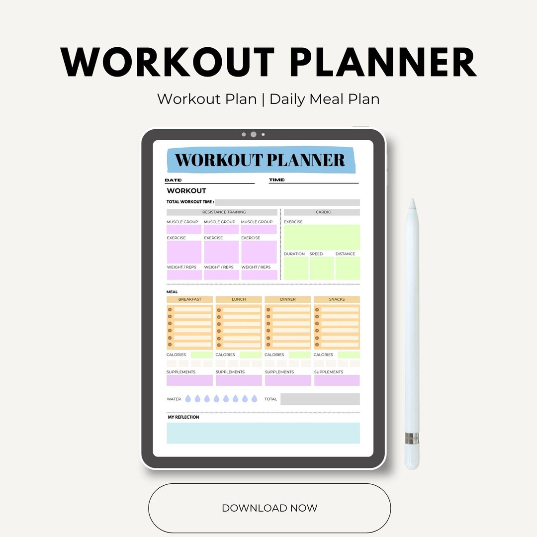 Workout Planner Printable | Daily Fitness Planner | Gym Workout Log ...