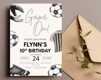 Invitación de cumpleaños de fútbol, invitación editable para fiesta de fútbol, cumpleaños infantil de fútbol, descarga instantánea, plantilla digital, temática deportiva