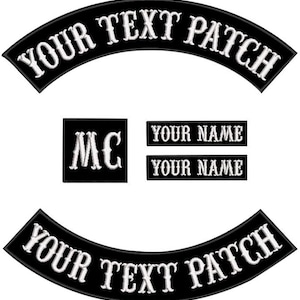 Custom Patch Vest Biker Motorcycle Rocker Name Patches available in all colours