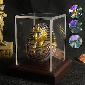 Small Egyptian Statue of Pharaoh King Tutankhamun&#39;s Mask, Egyptian Home Decor, with Authentic Certificate, Size 6cm/2.3in, Made in Egypt