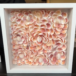 Art floral en coquillage | Shadow Box côtier | Bouquet de coquillages |